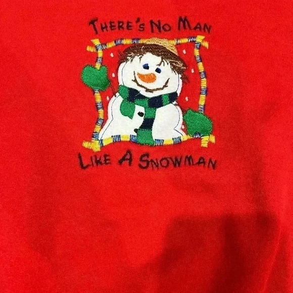 Vintage Ugly Christmas Sweater Sweatshirt XL Embroidered snowman - Picture 3 of 3